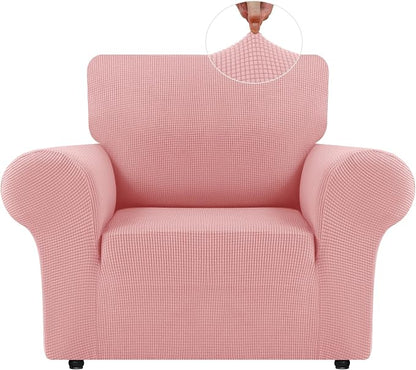 LURKA Stretch Chair Cover for Sofa, 1 Piece Armchair Slipcover, Pink | Soft Stretch Jacquard, Fits 31"-55" Armchairs, Elastic Bottom for Secure Fit, Machine Washable, Pet & Kid Friendly