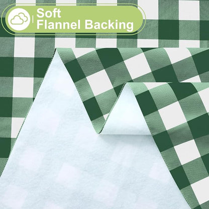 Smiry Picnic Table Cloth, Vinyl Tablecloths with Flannel Backing, 60"x102" | Waterproof Rectangle Table Cloth, Wipeable Buffalo Plaid Table Cover for Indoor and Outdoor (Emerald Green & White)