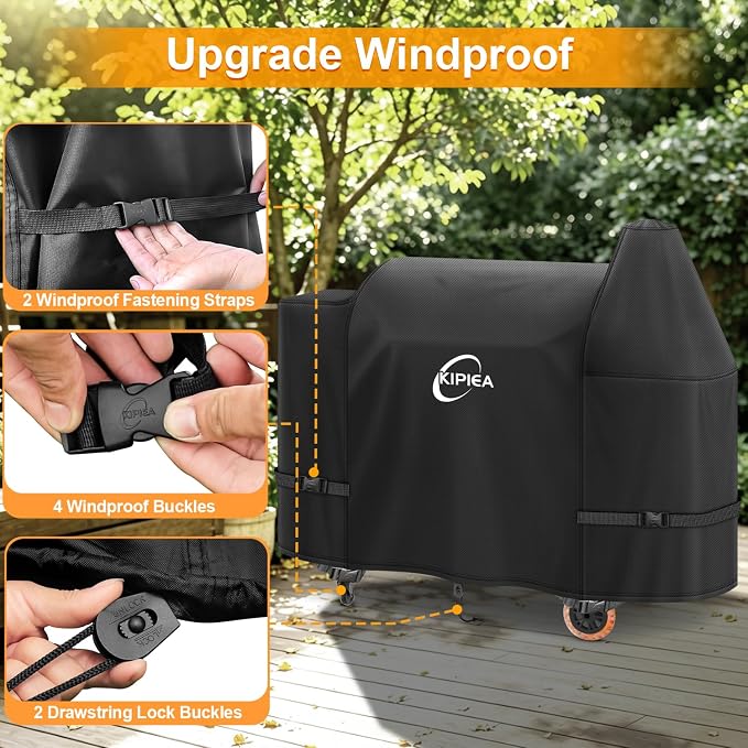 600D Pellet Grill Cover for Pit Boss Sportsman 1100 & 1600, and Mahogany 1000 Series, Waterproof BBQ Smoker Cover, UV Resistant, No Tear, No Fading