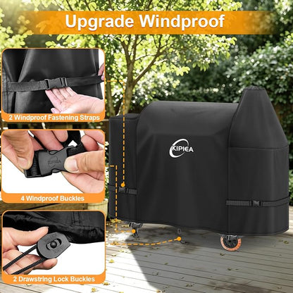 600D Pellet Grill Cover for Pit Boss Sportsman 1100 & 1600, and Mahogany 1000 Series, Waterproof BBQ Smoker Cover, UV Resistant, No Tear, No Fading