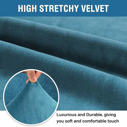 H.VERSAILTEX Stretch Velvet Sofa Covers for 3 Cushion Couch Covers Furniture Protector Soft with Non Slip Elastic Bottom, Crafted from Thick Comfy Rich Velour (Large Sofa 90"-97", Peacock Blue)