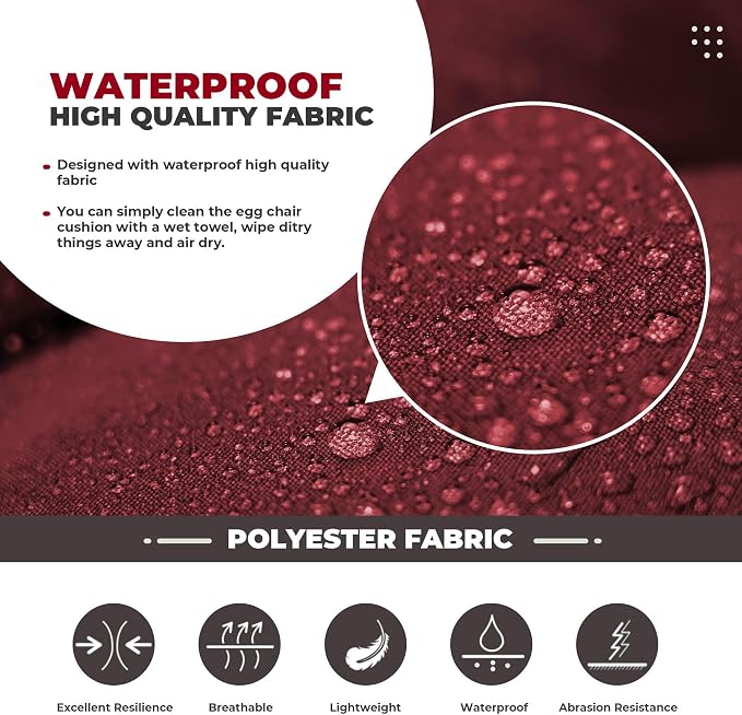 DANGHOOGY Wicker Chair Cushions, Waterproof Outdoor Loveseat Cushions for Patio Furniture, Tufted Wicker Furniture Cushions, 1 Loveseat and 2 U-Shaped Cushions, Red