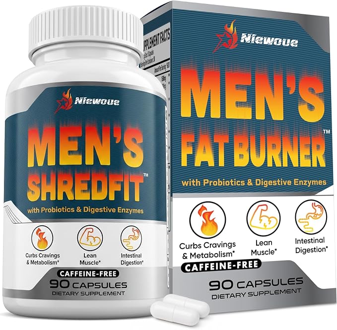 Thermogenic Fat Burner for Men, Appetite Supplement Weight Loss, 90 Caps | Energy & Metabolism Support with Green Tea Extracts, Cayenne Pepper, Caffeine Free