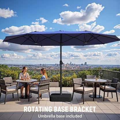 15FT Double-Sided Patio Umbrella, Outdoor Market Umbrella with Base