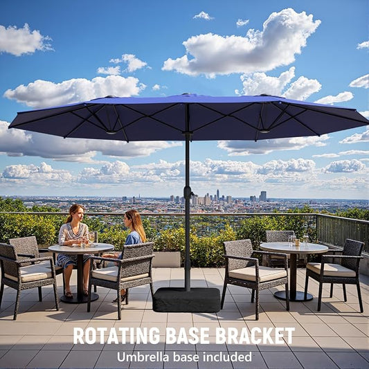 15FT Double-Sided Patio Umbrella, Outdoor Market Umbrella with Base