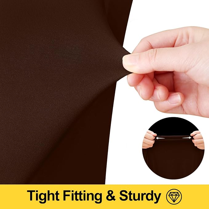 Smiry Spandex Elastic Fitted Table Cloth Skirt for 4FT Rectangle Table | Stretch Washable Table Cloth, Banquet Table Cover for Wedding, Party, Indoor & Trade Shows, (Coffee, 48Lx24Wx30H)