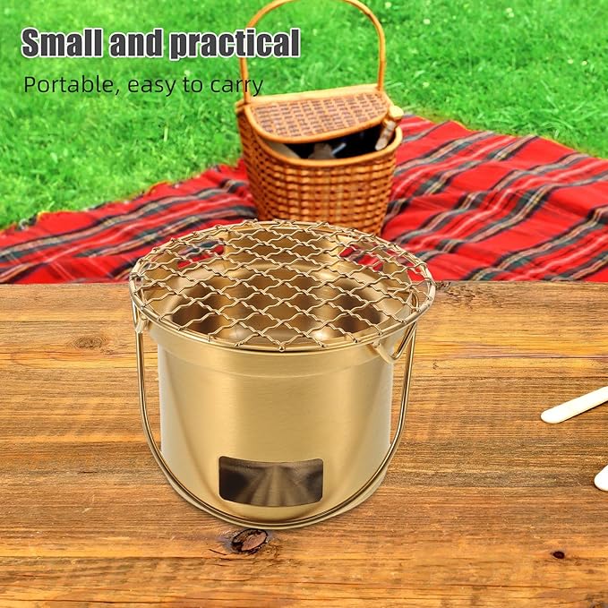 Small Grill: Stainless Steel Small Bbq Grill For Outdoor Camping Picnic Table - Portable Charcoal Barbecue Stove For Camping Backyard Picnic