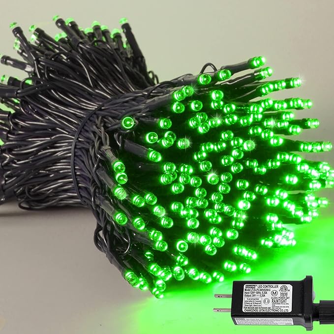 YEGUO 66ft 200 LED Green String Lights Outdoor Waterproof, Green Wire Christmas Lights Indoor, 8 Modes Twinkle Lights for Christmas Tree Plug in with Timer Memory
