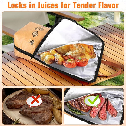 BBQ Blanket for Resting Meat – 5-Layer Insulated Brisket Blanket & Meat Resting Bag, Keeps Brisket, Turkey, Pork Shoulder & Ribs Juicy, Smoker Grill Accessories & BBQ Gifts for Men, Dads -- Brown
