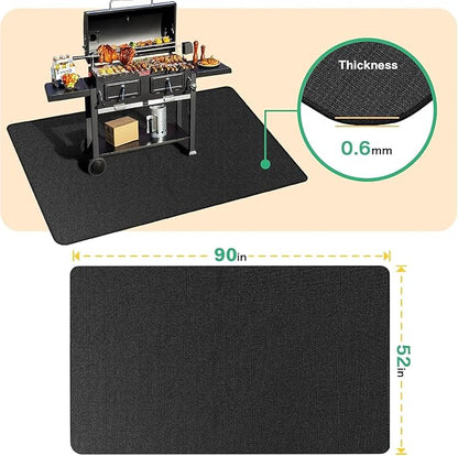 TAOMAND Large 90 x 52 inches Under Grill Mats for Outdoor Grill | Double-Sided Fireproof | Waterproof | Oil-Proof | Easy to Clean | Indoor Fireplace/Fire Pit Mat | Quality BBQ Mat for Deck Patio