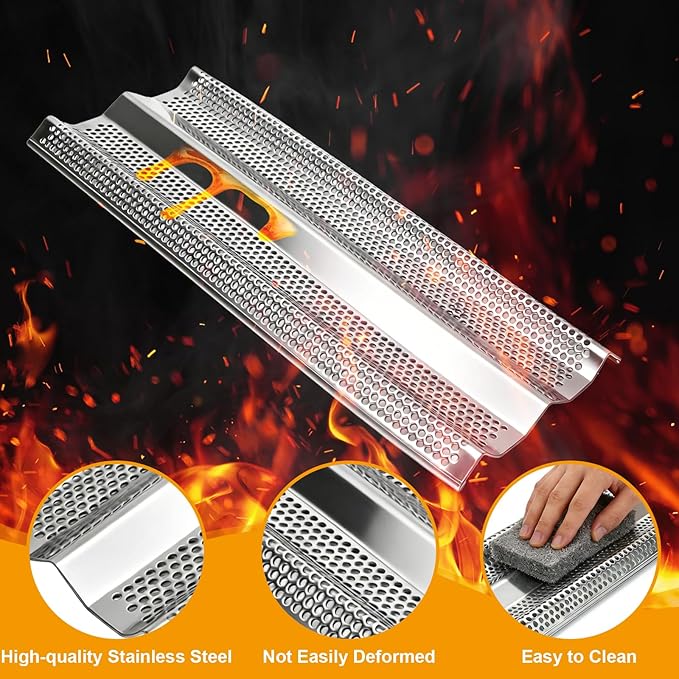 Flame Tamer Replacement Parts for Blaze 3/4/5 Burner Gas Grills , 16" Stainless Steel Grill Heat Plates for Blaze 25"/32"/40" Grill Models BLZ-4, BLZ-4LBM, BLZ-4LTE, BLZ-3LBM, BLZ-5, BLZ-5LTE, 4 Pack