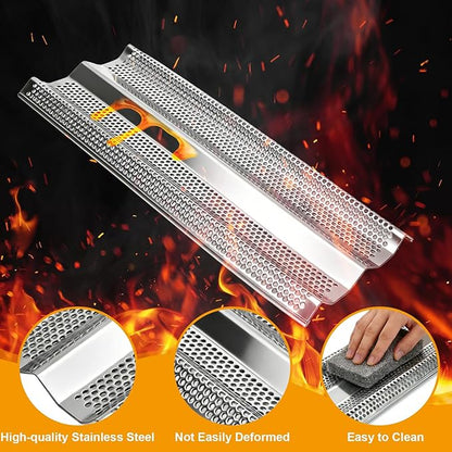 Flame Tamer Replacement Parts for Blaze 3/4/5 Burner Gas Grills , 16" Stainless Steel Grill Heat Plates for Blaze 25"/32"/40" Grill Models BLZ-4, BLZ-4LBM, BLZ-4LTE, BLZ-3LBM, BLZ-5, BLZ-5LTE, 4 Pack