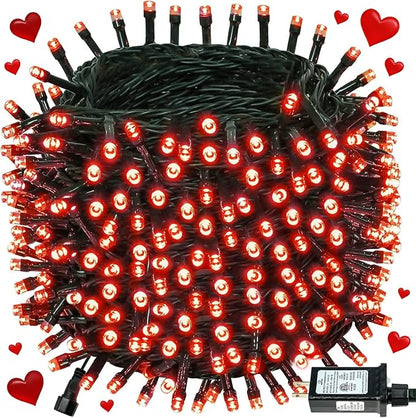 Connectable 240LED 88Ft 13Modes Valentine String Lights Indoor Outdoor | Extendable Green Wire Red Valentine Lights with Timer, Twinkle Fairy Light Plug in for Xmas Bedroom Wedding Party Decor(Red)