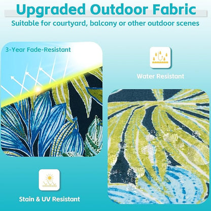 COZYVIDA Outdoor Chair Cushions Set of 4, 20"x20" Square Seat Pads with Tie Straps and YKK Zippers, 30D High-Density Foam, Water-Resistant Fabric,UV-Resistant 1000+ Hrs