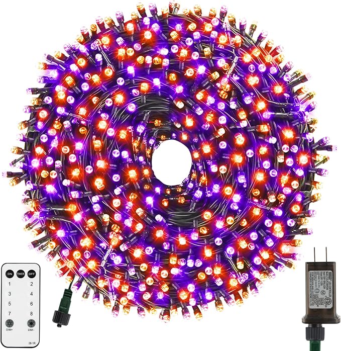 Orange Purple Halloween String Lights, Halloween Light | 105FT 300 LED Color Changing, End to End Plug Waterproof Halloweens Decoration Lights Outdoor Indoor for Bedroom Patio Decor