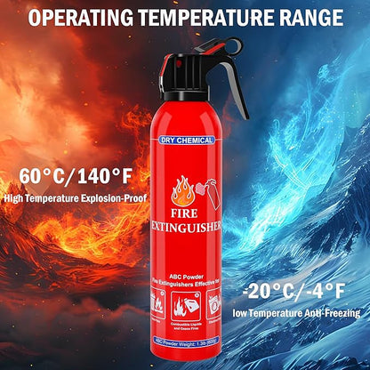 ABC Dry Chemical Fire Extinguisher 2-Pack - Wall Mountable Household Fire Extinguisher for Kitchen Home Boat Marine RV & Business - Compact Portable Non-Toxic Safety Device