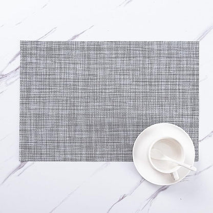 Zupro Placemats Set of 4 Washable Heat-Resistant Non Slip Braided Table Mats Woven PVC Vinyl Kitchen Dining Patio Table Place Mats for Dinner Parties BBQs Indoor and Ourdoor Use.18"x12"(Gray)