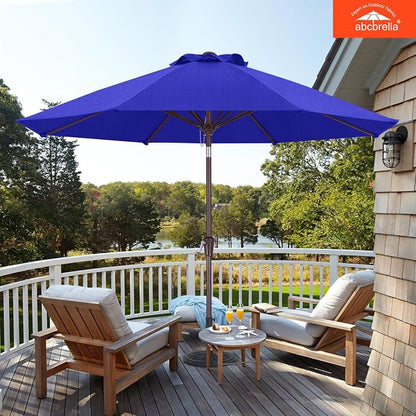 ABCCANOPY OLEFIN® 5-Year No Fading 9FT Outdoor Patio Umbrella(Deep Blue) | Fade & UV Resistant Fabric,8 Fiberglass Ribs，Wind Vent，Crank Lift & Tilt,Outdoor Table Umbrella for Deck,Backyard,Yard