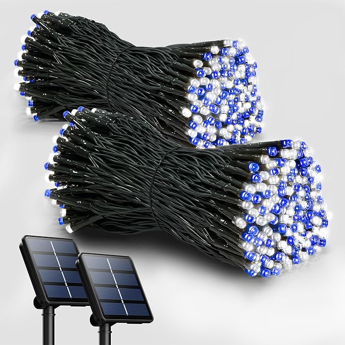 Selarlyt 2 Pack Solar Christmas Lights Outdoor, 72FT 200 LED Solar String Lights with 8 Lighting Modes, IP65 Waterproof Solar Lights Outdoor for Xmas Garden Party Tree Decor.