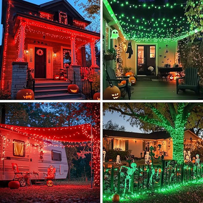 JMEXSUSS 173ft 500 LED Red and Green Color Changing Halloween Lights | Remote Control Halloween String Lights, 11 Modes Christmas Tree Lights Plug in for Indoor Party Halloween Christmas Decor