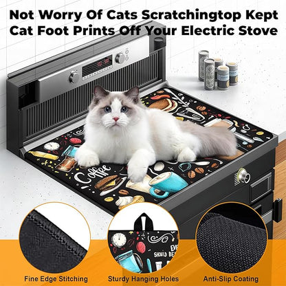 Heat-Resistant Glass Stove Top Cover with Anti-Slip Rubber Coating – 28.5x20.5 Inch Electric Stove Protector, Scratch-Resistant, Expands Counter Space, Stylish Kitchen Decor