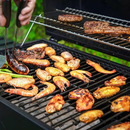 OLP8510CG Extra Large Dual Zone Charcoal Grill, 790 Square Inch Cooking Surface, With Thermometer and Warming Tray, Black