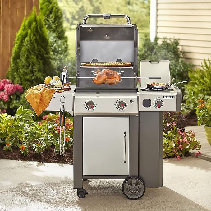 onlyfire Stainless Steel Grill Rotisserie Kit for Weber Genesis Grills | For Weber Genesis II/Genesis II LX 200 and 300 Series Grills, NOT FIT Genesis 300 series from 2007-2016, 2022 and newer