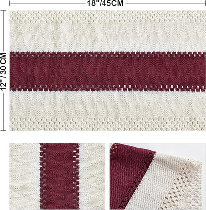 Artoid Mode Red Farmhouse Rustic Placemats Set of 4,12x18 Inch Seasonal Holiday Hollow Table Mats Party Kitchen Dining Decoration