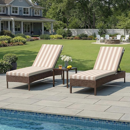 Crestlive Products Outdoor Waterproof Chaise Lounge Cushions Set of 2, Fade Resistant Patio Furniture Lounge Chair Cushion, 80" L x 23" W