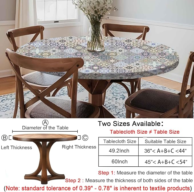 opstellen Fitted Round Tablecloth for 36-44" Tables Wrinkle Free Table Cover Minimalist Farm House Decor Kitchen Studio Apartment Gadget Canping Patio Appliances Country Romantic Closing Home Gifts