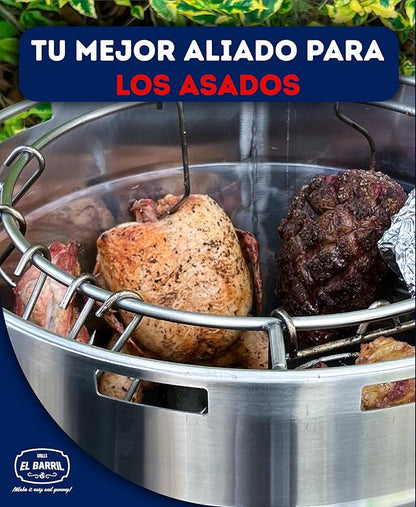 EL BARRIL 30LBS Lite Large Barrel Smoker Grill – Juicy, Even BBQ Every Time, 430 Stainless Steel, Vertical Charcoal Barrel Grill and Rust-Resistant Design, Perfect for Family, Parties & Outdoor