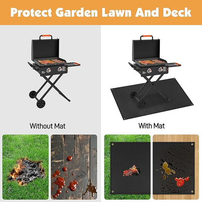 Grill Mats for Outdoor Grill Compatible with Blackstone 28 & 36in Griddle to Protect Deck and Patio, Fireproof Griddle Mat, Griddle Accessories Compatible with Blackstone Griddle, 65x48x0.02in, Black