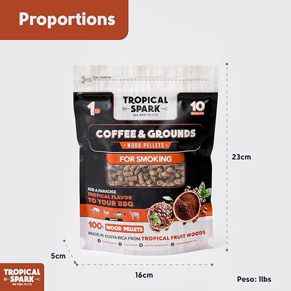 Wood Pellets | Perfect for BBQ, Smoking, Grilling, Bake, Roast, Braise | Premium 100% All-Natural | Coffee & Grounds Wood | 1 lb. Bag