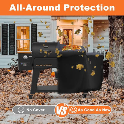 Grill Cover for Pit Boss Charleston 1020 Pellet Grill Gas Griddlle Combo PB1020NX, 600D Heavy Duty Waterproof UV Resistant Cover for Pit Boss, Outdoor Barbeque Grill Accessories