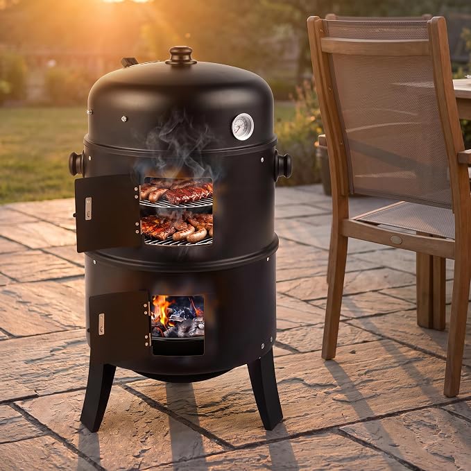 Portable Charcoal Grills, Adjustable Barrel Grill for Backyard | Portable Charcoal Grills with Built-in Thermometer, Adjustable Barrel Grill for Outdoor Backyard