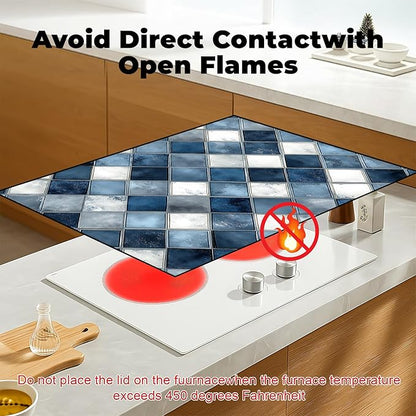 Heat-Resistant Glass Stove Top Cover with Anti-Slip Rubber Coating – Electric Stove Protector, Scratch-Resistant, Counter Space Decor Mat (Prism, 28.5"L x 20.5"W)