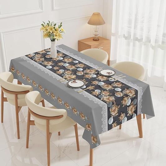 Heavy Duty Waterproof Vinyl Tablecloth, PVC Table Cover Heat Resistant for Kitchen Dining Outdoor Picnic BBQ Party, Easy Clean Cut to Size Rectangular Table Protector-55×78