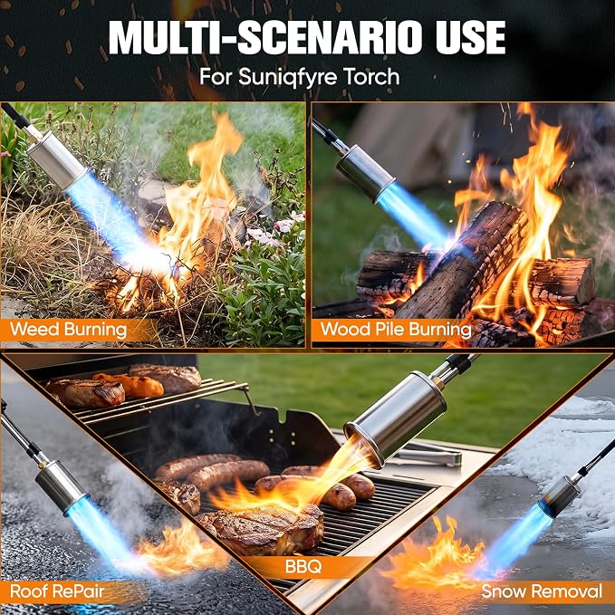CSA Certified Propane Torch Weed Burner | Adjustable Flame Weed Burner with Detachable Handle&Piezo Trigger Self Igniting for Garden, Wood(Propane Tank Not Included)