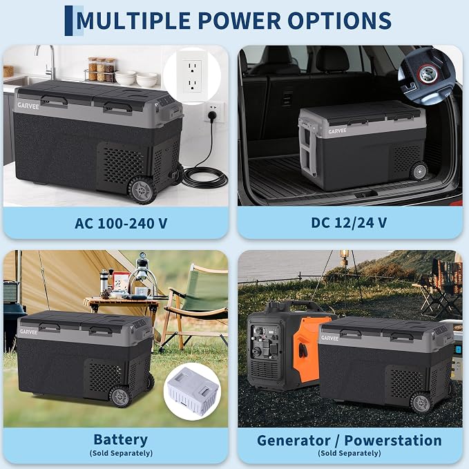Garvee Car Refrigerator, 40QT(38L) Dual Zone 12/24V Electric Cooler | Portable Freezer Compressor Rapid Freezing -4°f to 68°f, Car Fridge Internal Battery (Not Included) Portable Refrigerator
