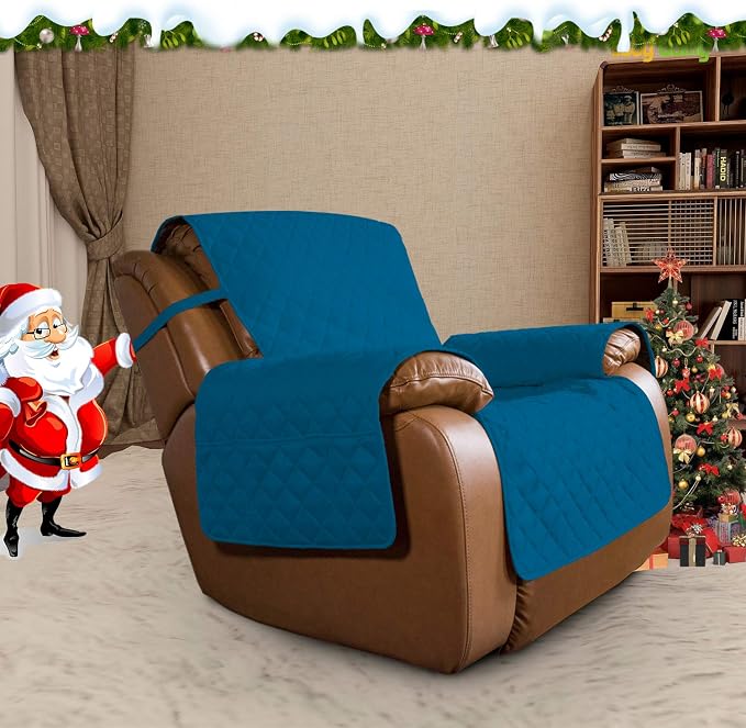 Easy-Going Reversible Couch Cover, Oversized Recliner, Peacockblue/Beige | Machine Washable Slipcover For Dogs, Water Resistant Furniture Mat For Living Room, Non-Slip Sofa Cover, Pet Friendly