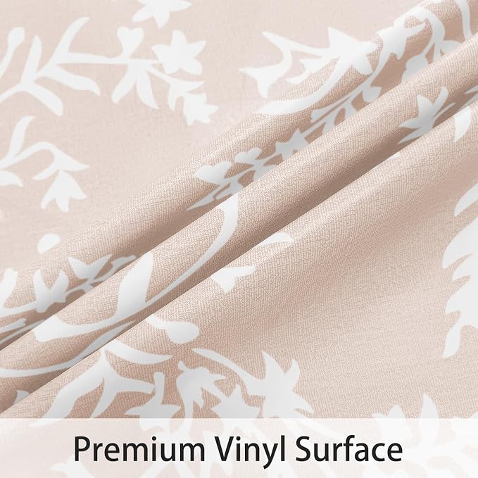LIBERECOO Round Vinyl Fitted Tablecloth with Flannel Backing Elastic Edge Plastic Table Cover - Warm Brich - Waterproof Stain-Resistant Wipeable Tablecloths