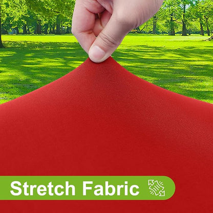 Smiry Round Spandex Tablecloth, Elastic Fitted Washable Tablecloths for 18"-24" Tables, Waterpoof Stretch Picnic Table Cover for Dining, Indoor and Outdoor, Red