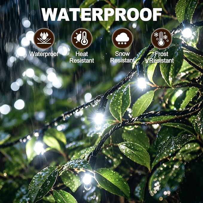 Solar String Lights Outdoor 2 Pack Total 66FT 200LED Solar Fairy Lights Waterproof 8 Modes Twinkle Solar Lights for Patio, Garden Yard Party Wedding Tree Christmas Halloween Decoration, White