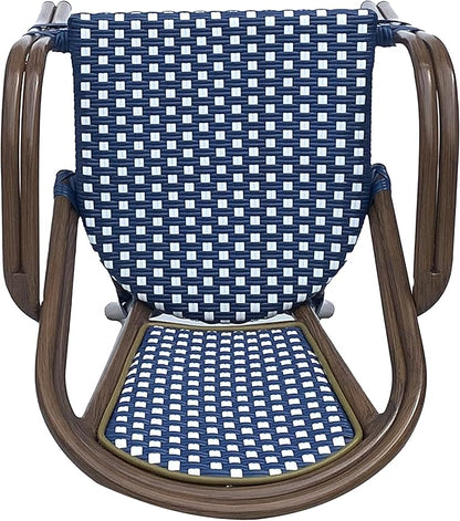 Christopher Knight Home Brianna Bistro Chairs, Navy Blue + White + Brown Wood