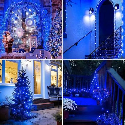 Lomotech Solar Fairy Lights Outdoor, 2 Pack Total 66ft 200 LED,Blue | Solar String Lights Waterproof 8 Modes Twinkle Lights for Outdoor, Patio, Garden, Yard, Party, Wedding, Tree Decoration