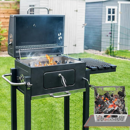 Pasimy Charcoal Basket, Stainless Steel Charcoal Fire Basket for Offset Smoker, 12 x 12 x 7.5'' Grill Accessories for Smoker BBQ Grill Accessories