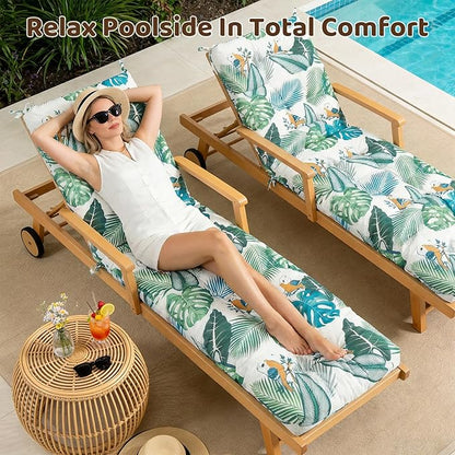 Waterproof Outdoor Chaise Lounge Chair Cushion 75.1 x 22 x 4.72 Inches UV Resistant Replacement Lounge Chair Cushions for Outdoor Furniture with Ties, Thickened Cotton Patio Pool Lounge Chair Cushions