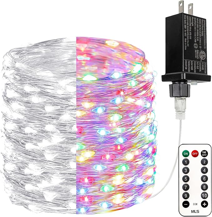 66FT 200 LED Fairy Lights with Remote, Plug in Twinkle Light Outdoor Indoor | Cool White to Multicolor, 10 Modes, Timer, Dimmable, Memory, Waterproof Color Changing String Lights for Christmas Decoration