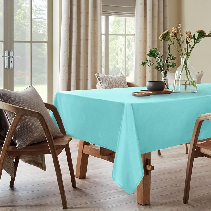DWCN 2 Pack Square Tablecloth - 54 x 54 Inch - Waterproof Stain and Wrinkle Resistant Washable Table Cloth, Decorative Fabric Table Cover for Kitchen Dining Room Party and Outdoor Use, Aqua