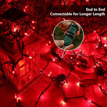 BrizLabs Red Incandescent Christmas Indoor String Lights 300 Count 69.6ft | Connectable; UL Certified; Outdoor Mini Lights Set Xmas Light String for Indoor Outside Holiday Tree Valentine's Day Party